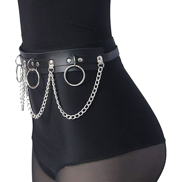 Black Body Harness Dam Punk Läder Midjekedjor Beach Bikini Body Chain