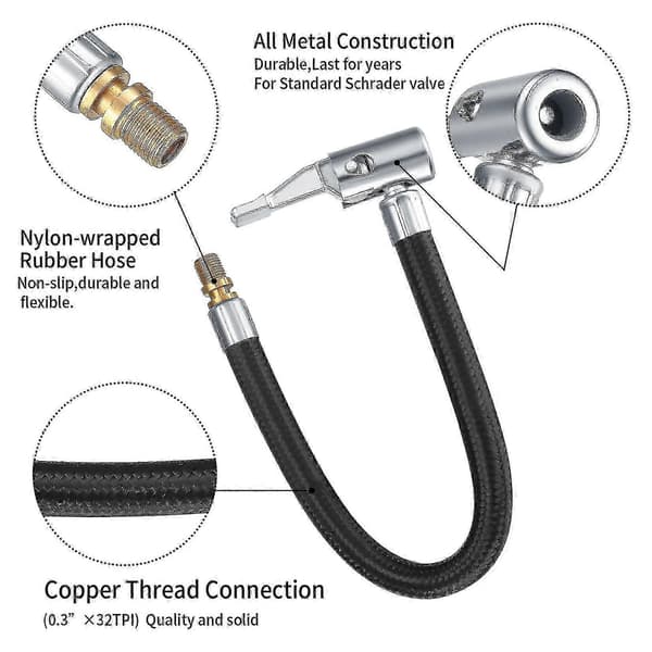 2-pack 35 cm däckpump, cykel- och bildäcksadapter Ygde-2708 Svart