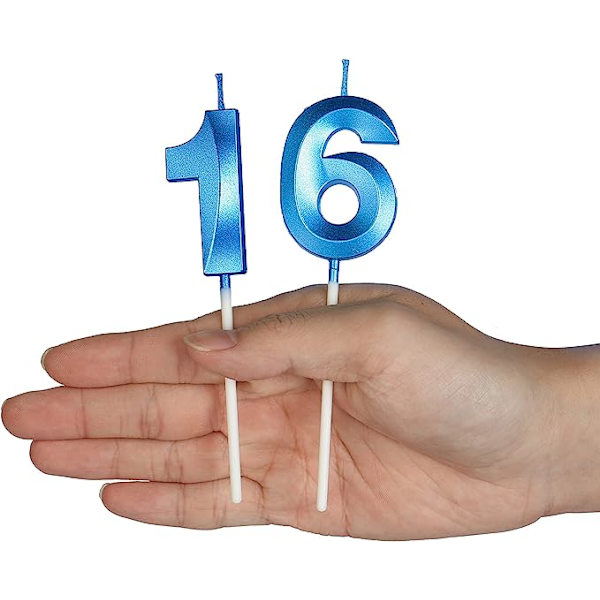 Siniset 10-vuotispäivän kynttilät kakkuihin, numero 10 kimalteleva kynttilänpäällinen juhlapäivän hääjuhlaan koristeluun