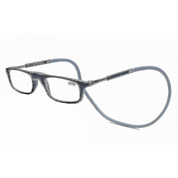 Läsglasögon Högkvalitativa Tr Magnetisk Absorption Hängande Hals Funky Läsare Glasögon 1.5 Magnification Grey