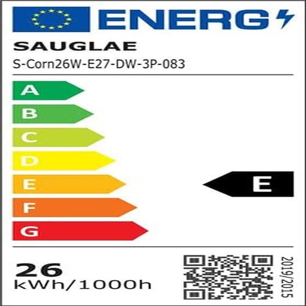 26W LED-lamper, 200W, 3000Lm, 6000K Kold hvid, E27, 3-pak