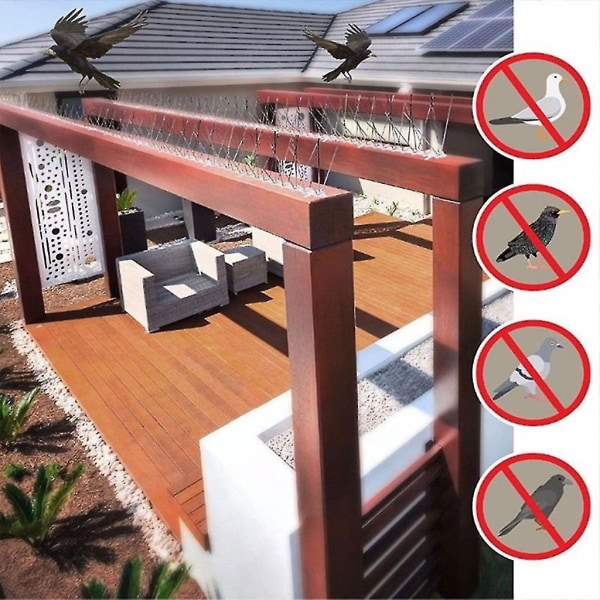 2 sett rustfritt stål fugleavvisende pigger Anti for due spiker avskrekkende verktøy frastøtende gjerde hage