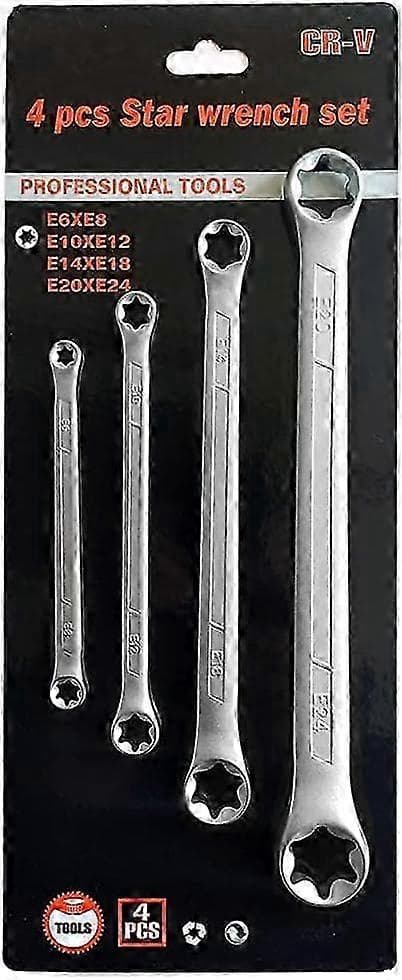 4-delad TRX-Star E-Torx ringnyckelsats, E6 E8 E10 E12 E14 E18 E20 E24 Torx Tork-sats