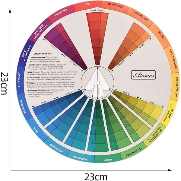 Farvehjul Farvepladekort Kunstnerfarveguideværktøj til maling & negle & interiørdesign