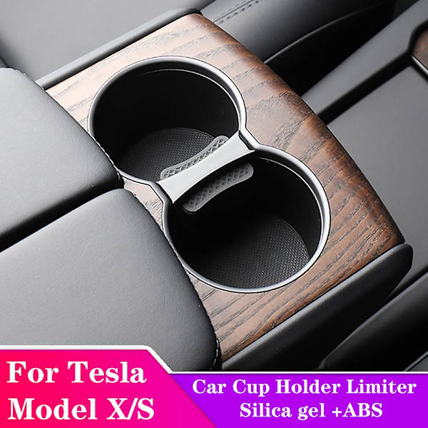 For Tesla Model X S 2012 2020 Biltilbehør Vannkoppholder Limiter koppholderklips| |