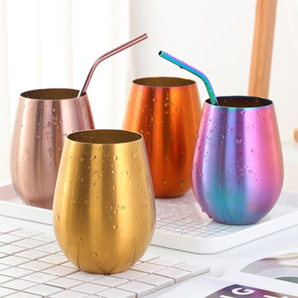 Farfi 304 rustfritt stål Vinglass Kaffe Drikke Drikke Øl Drikketøy Vannkopp Multicolor
