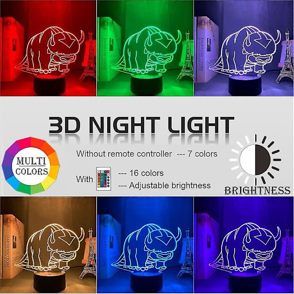 Akryl 3d-lampa Avatar The Last Airbender Nightlight, Rumsinredning Legenden Om 16 color with remote DM159