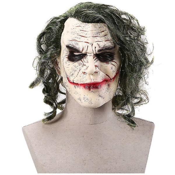 Halloween Joker Mask Cosplay Skrekk Skremmende klovnemaske med grønt hår