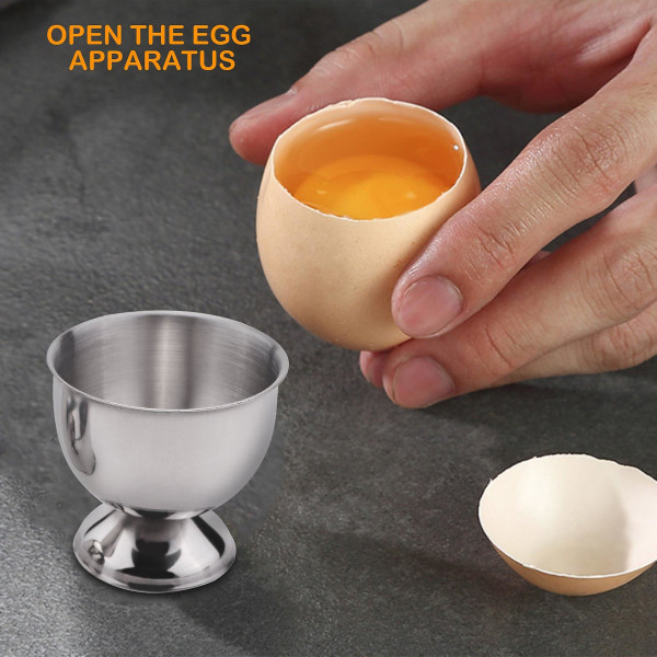 Eggekopper i rustfritt stål for hardt mykkokte egg med 6 eggekoppholdere 6 eggeskjeer, nyt f.eks.