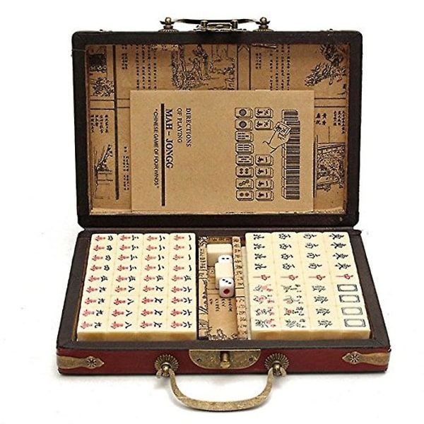 2023 Nytt Mah Jong-spelset med 144 brickor Traditionell kinesisk Mahjong + Engelsk Instruktion Hot