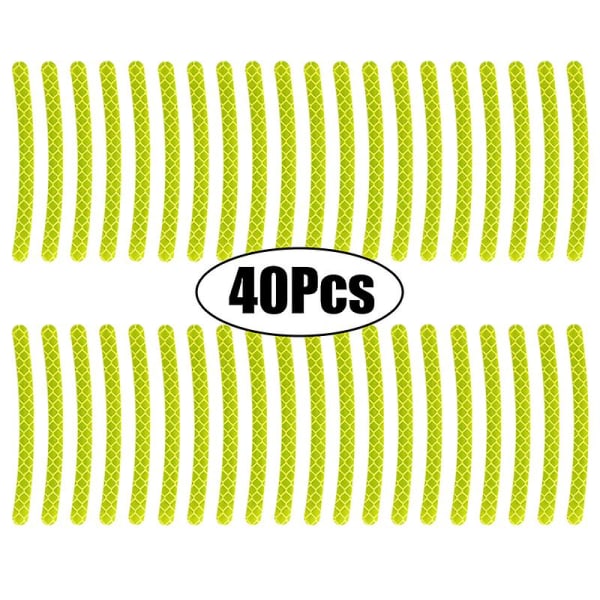 20/40 stk Sticker Køresikkerhed Lysende Universal Sticker Reflekterende Stripe Tape Bil Motorcykel Hjulnav til biltilbehør| | 40Pcs Green