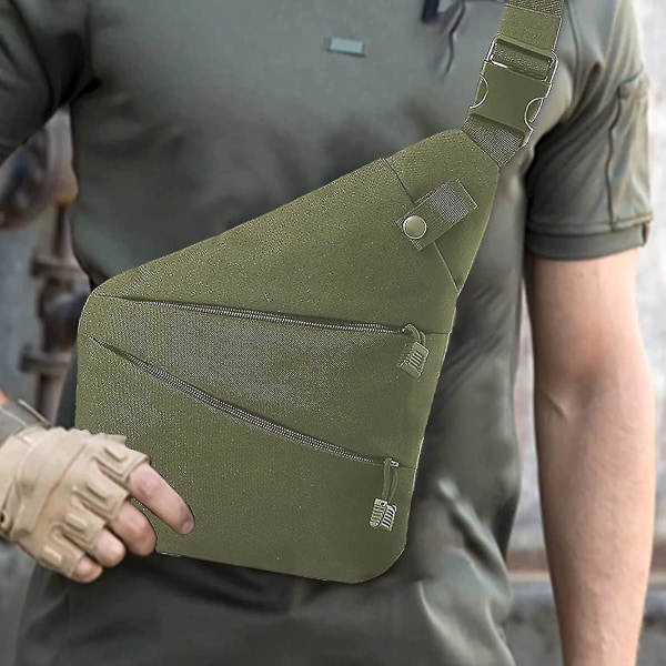 Skjult bærepakke for menn - Crossbody-veske med myk pistolveske, armygrønn (høyre side)