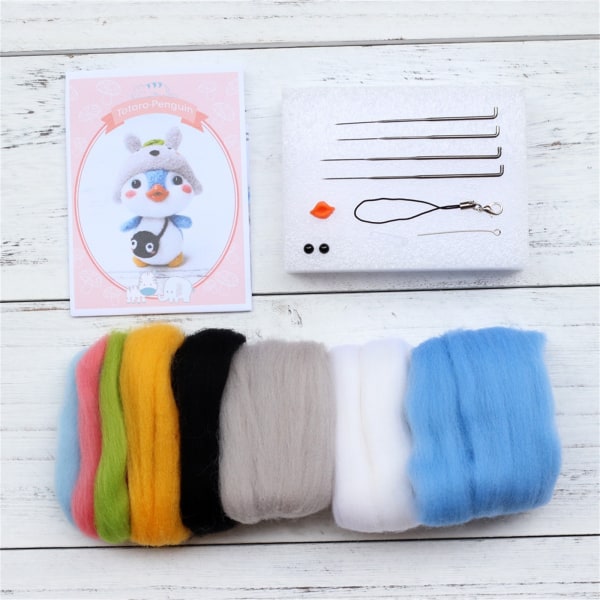 Søt pingvinmønster håndlaget DIY Poke ullfilt materiale produksjonspakke