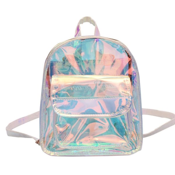 Skimrande ryggsäck Klar skoldagssäck Hologram bokväska Transparent ryggsäck för kvinnor tjejer