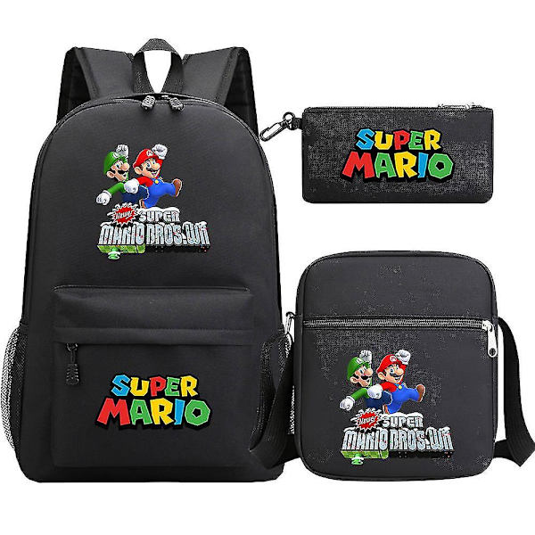 Super Mario -reppu - Teinit, Tytöt, Pojat - Kawaii, Opiskelija - Vedenpitävät Canvas-koululaukut - 3 kpl - Kannettavan Mochilas-reput 5