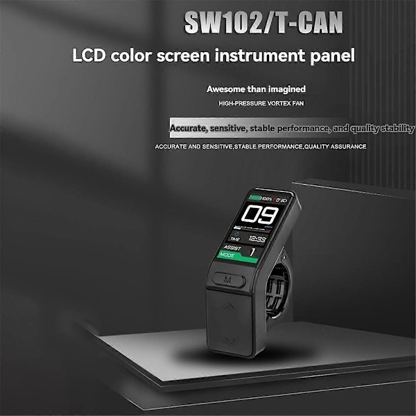 SW102/T LCD Display Elektrisk Sykkel LCD Meter for Bafang Motorer Black