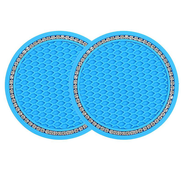 2kpl Diamond tekojalokiviä auton luistamaton vesikuppi Pad Bling -sisustus auton pullotelineeseen lasinalustan auton sisustustarvikkeet| | Blue