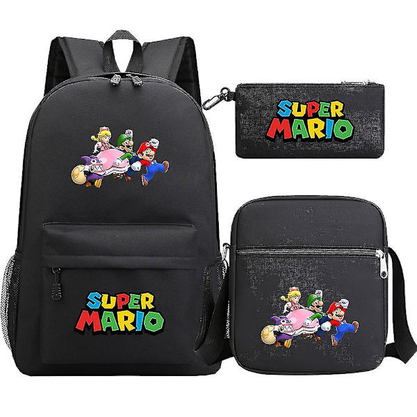 Super Mario -reppu - Teinit, Tytöt, Pojat - Kawaii, Opiskelija - Vedenpitävät Canvas-koululaukut - 3 kpl - Kannettavan Mochilas-reput 9