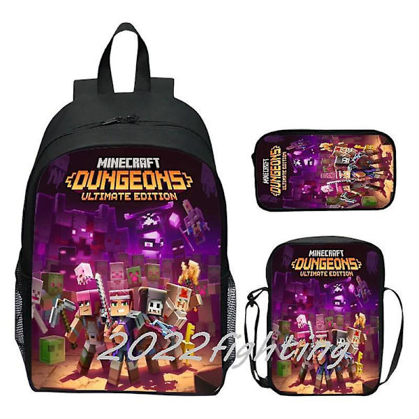 Minecraft Reppu Sarjakuvapelit 3 kpl Koulureput tytöille Pojille Set Peruskoulun lasten opiskelijoiden kuorman lievitys Mochilas multi