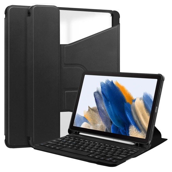 Tablettaske til Samsung Galaxy Tab A9+, med Bluetooth-tastatur Roterende Stand Pu+acrylcover Black