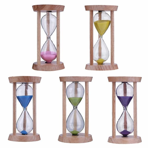 Timeglass i tre med sand, 3 minutter Blue