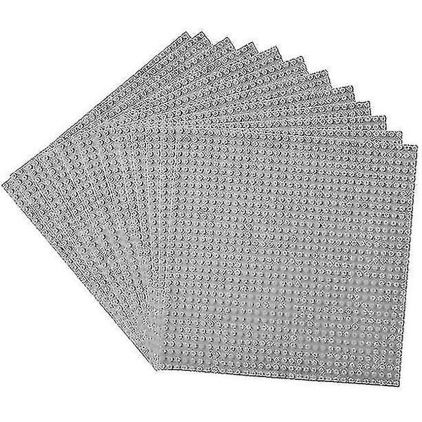 Klassiska bottenplattor Byggbas för byggstenar som är kompatibla med stora märken - bottenplatta 10" X 10", paket med 12 Light Gray
