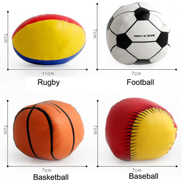 4PC Baby's Cotton Soft Ball Fotball Smilende Rugby Klemmet pedagogiske leker B One Size