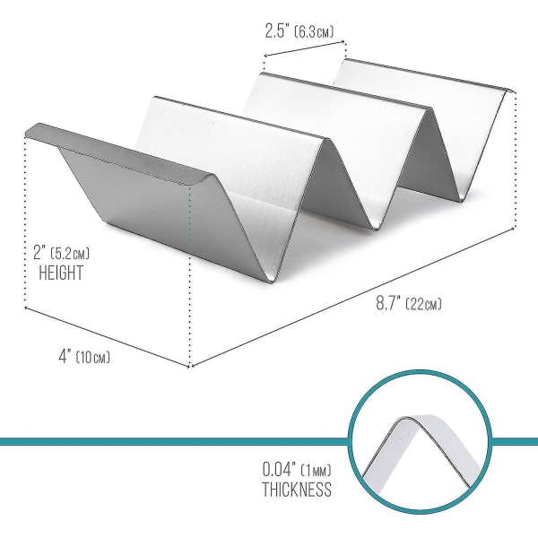 4 pakker Tacoholdere i rustfrit stål Taco Stand Rack Bakke Style