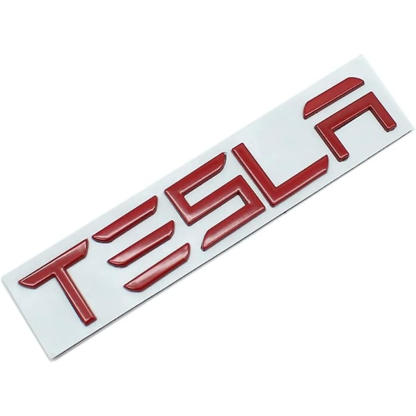 Tesla Model 3 X S Car Trunk Logotyp Metalldekal Bokstavsvans Metalldekal Bokstavsvansmodifiering (röd)