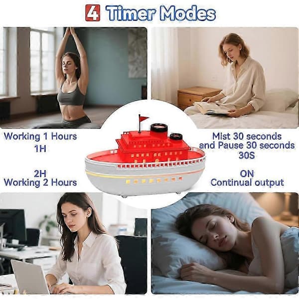Kryssningsfartyg Aromaterapi Diffuser Kryssningsfartyg Luftfuktare Skrivbordsluftrenare med 2H/4H Timer för Hemmakontor 300ML JH4