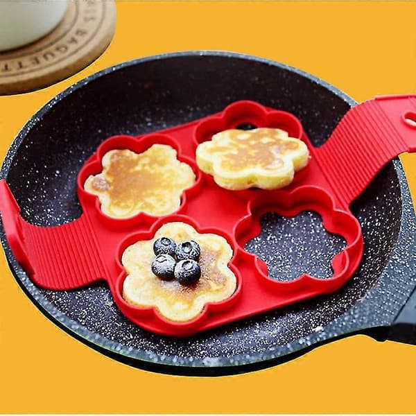 Hjerteformet pannekakeform i silikon, omelett-vaffeljern, non-stick omelett-eggform (4 hull kjærlighet)