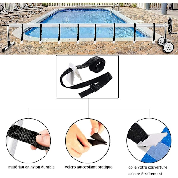 Pooltilbehør Plansæt Solar selvklæbende stropper Nylon og velcro-fastgørelsesplader Spænder