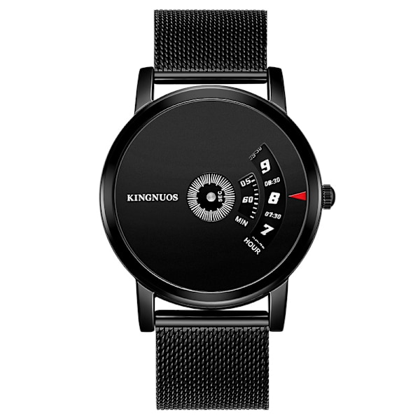 Eksplosjoner kreativ peker-fri plate forretningsklokke Black mesh belt Black dial