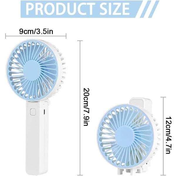 Handheld Fan - Mini Fan - Rechargeable - Three Modes - Small Portable USB Fan (Blue)