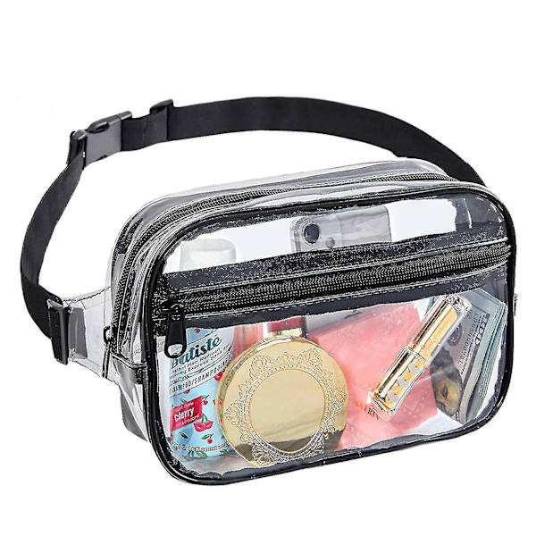Pvc-material Transparent midjeväska Universal Daily Crossbodys-väska Stor kapacitet Bärbar liten handväska Black
