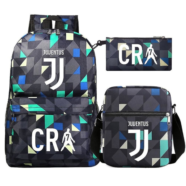 Cr7 Fashion skolväskor för tonårspojkar, pojkar, barn och studenter Laptopryggsäckar i tre set 9