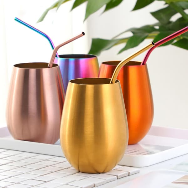 Farfi 304 Rustfritt Stål Vinglass Kaffe Drikke Øl Drikkekar Vannkopp Multicolor