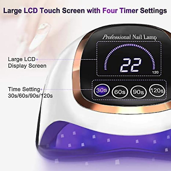 UV-LED-lamppu kynsien kuivaamiseen manikyyrilamppu muistitoiminnolla LCD-näyttö 168w ammattimainen Led-kynsilamppu nail art