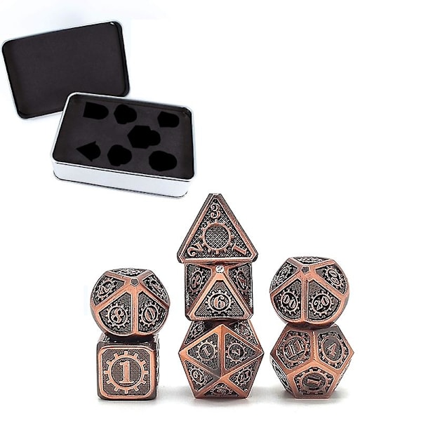 7 kpl Steampunk-tyylinen metallinoppaa Metallinen Dnd-peli D&d-noppaa ilmaisella case 448d -K