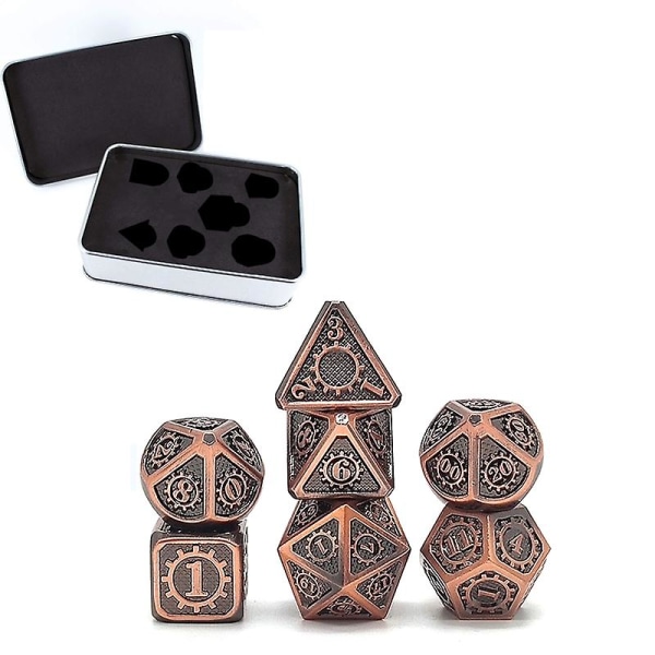 7 st Steampunk Style Metal Dice Metallic Dnd Game D&d Dice With Free Metal Case 448d -K