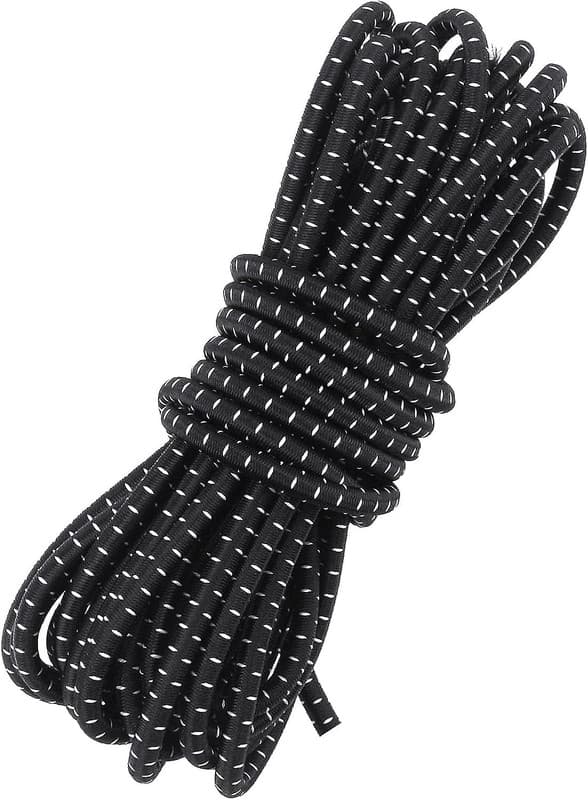 Fantasyon 4 mm Sort Elastisk Snor 10 Meter 4 mm Elastisk Snor Bungee Snor Rund Elastisk Snor Bungee Reb Multifunktionelt Sort og Hvid Black and White 4mm 5Meter