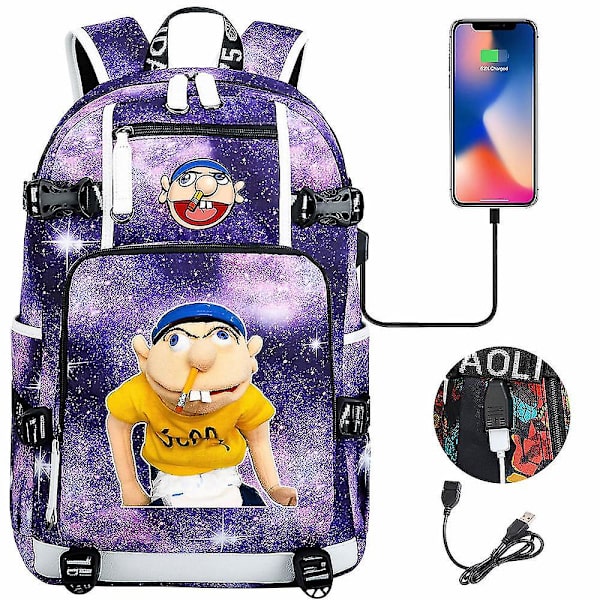 Jeffy Print Teen Student School Bag - Unisex Casual Reiseryggsekk for menn og kvinner 1