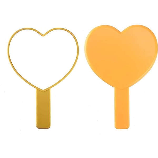 Hjärtformad resehandhållen spegel, kosmetisk handspegel med handtag (orange, 1 pack)
