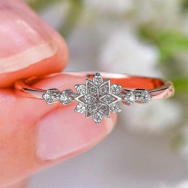 Blomstret snefnugring til kvinder Rose Gold 9