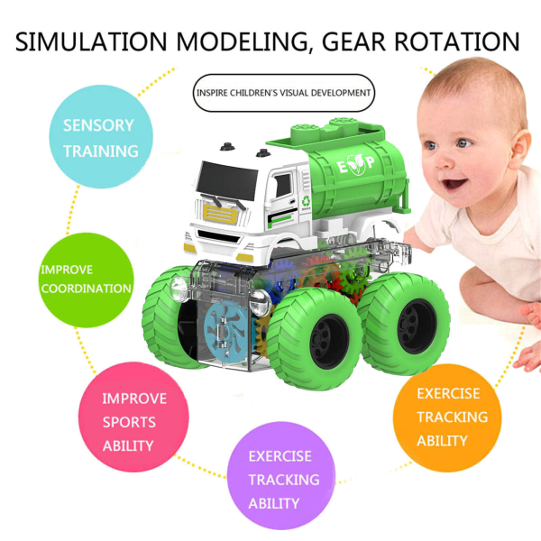 Friktionsdrivna leksaksbilar Push And Go Fordon Teknisk bil Militär bil Brandbil Monster Lastbil Leksaker Pojkar Present（Inbyggt batteri） C One Size