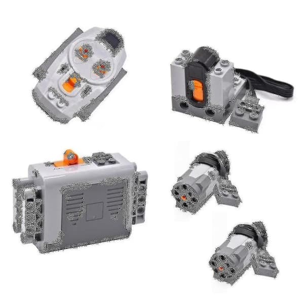 5 st Power Function Motoriserade Block Power Kit 2 Medium Motorer, 1 Batterilåda, 1 Ir Fjärrkontroll, 1