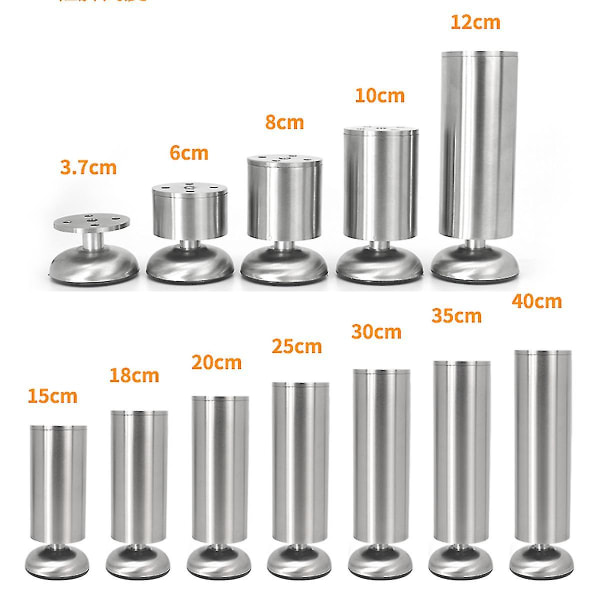 Ruostumattomasta teräksestä valmistettujen huonekalujen jalat Säädettävät sohvan jalat Kaappi Pöydän jalat Raskaaseen käyttöön tarkoitettu vaihtotangon työtason tuki 10cm