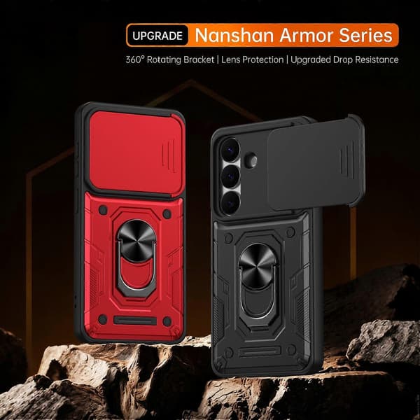 Nanshan Armor Sliding Camshield Ring Holder Telefonfodral Blue For Galaxy S26 5G