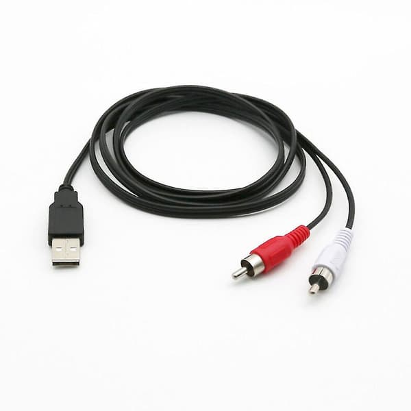 USB A han til 2x RCA Phono han AV-kabel til pc, tv, aux, lyd, videoadapter