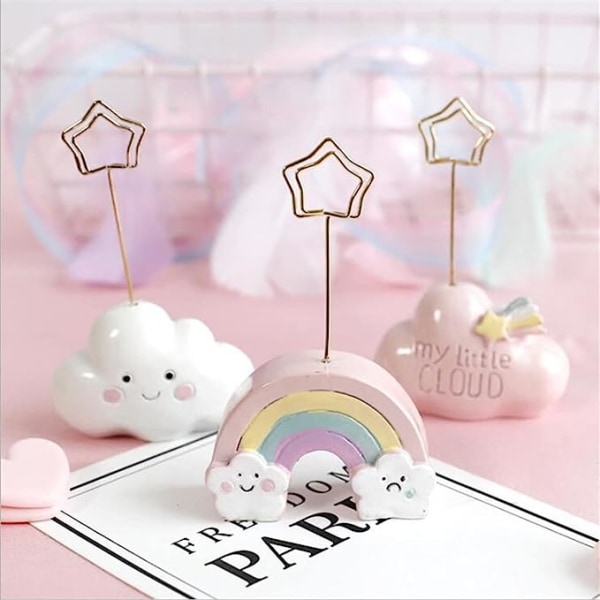 Resin Photo Clip Note Clip Söt Cartoon Cloud Message Clip Visitkortshållare Desktop Ornament